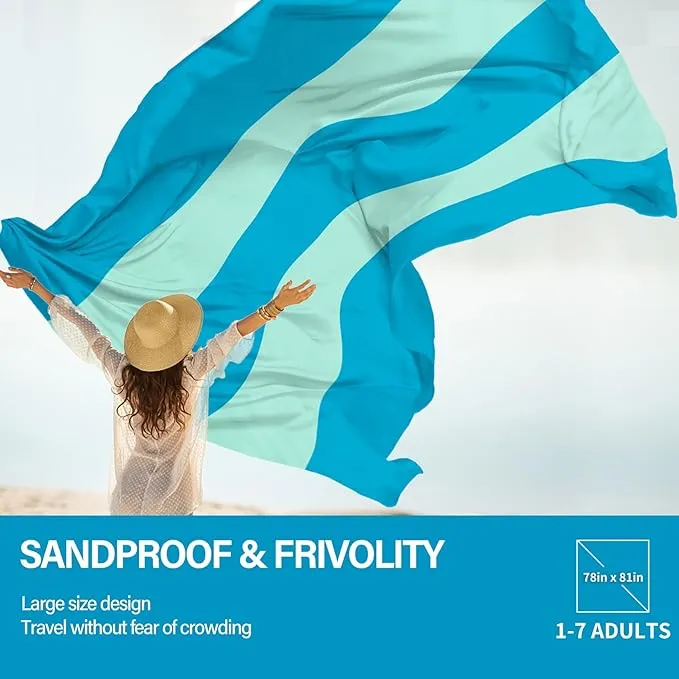 Beach Blanket Oversized Extra Large 78" X 81"Waterproof Sandproof Beach Blanket 1-7 Adults Lightweight Durable for Travel Camping Hiking Picnic (78" X 81", Color5)