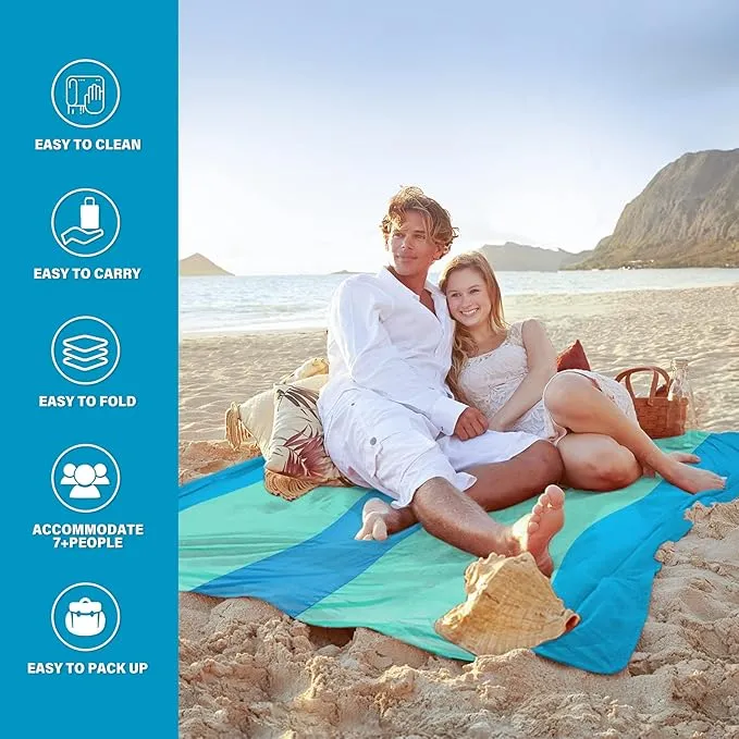 Beach Blanket Oversized Extra Large 78" X 81"Waterproof Sandproof Beach Blanket 1-7 Adults Lightweight Durable for Travel Camping Hiking Picnic (78" X 81", Color5)