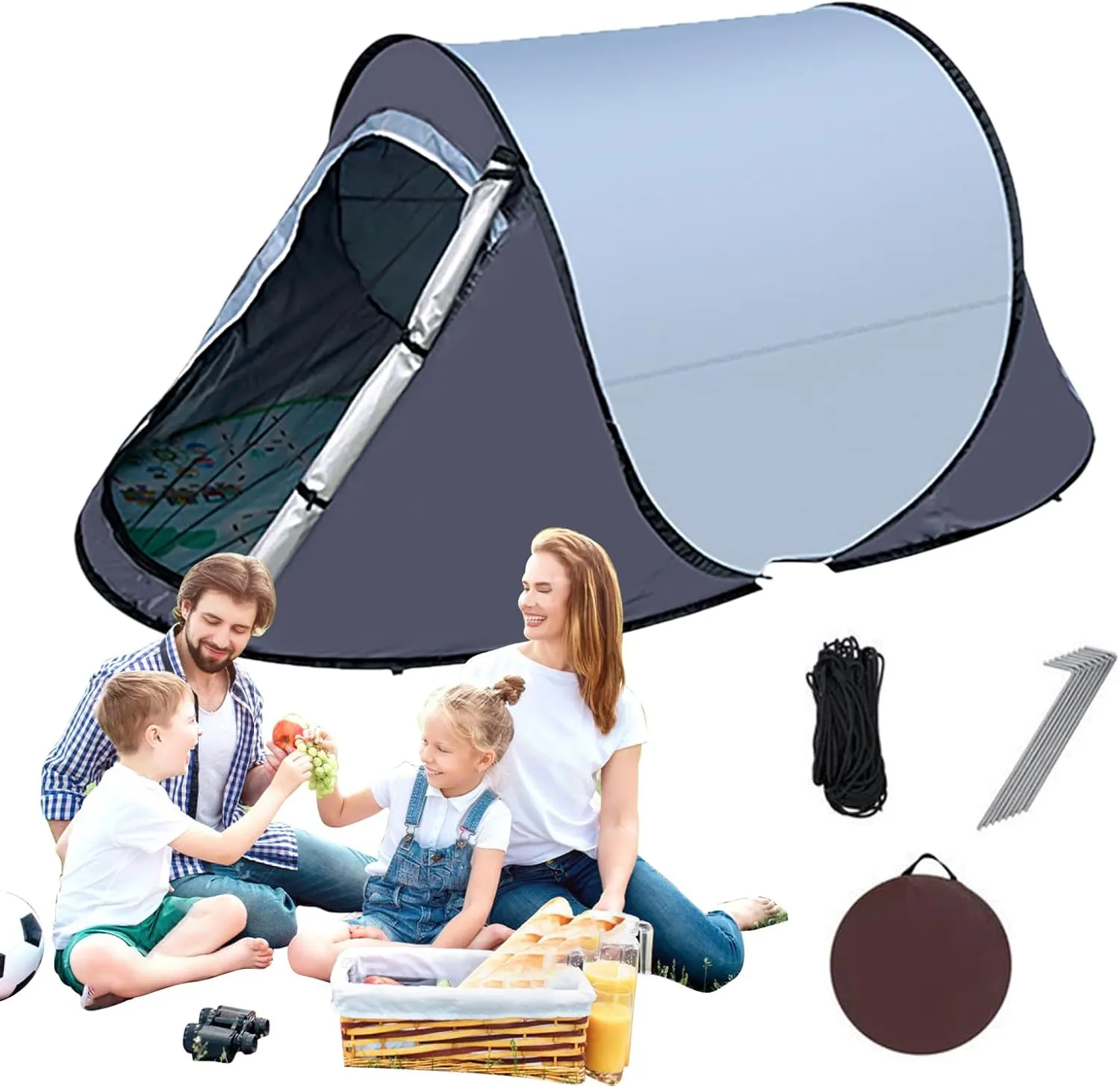 Beach Tent Pop up - Windproof Camp Shelter |Spacious Camp Tennt, Easy Erect Canopy House, Portable Sheltter, Portable 1-2 Person Automatic Setup Camping for Outdoor Picnic