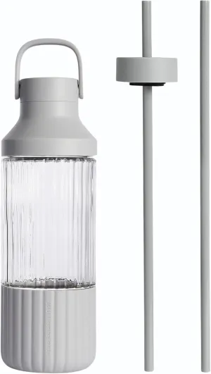 BEAST Health™ Dual Cap Glass Hydration Bottle Pebble Grey