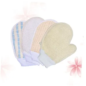Beaupretty 4Pcs Exfoliating Shower Gloves Glove Type Plant Bath Towel for Deep Cleansing and Skin Revitalization Portable Back Massage Tool Mixed Colors