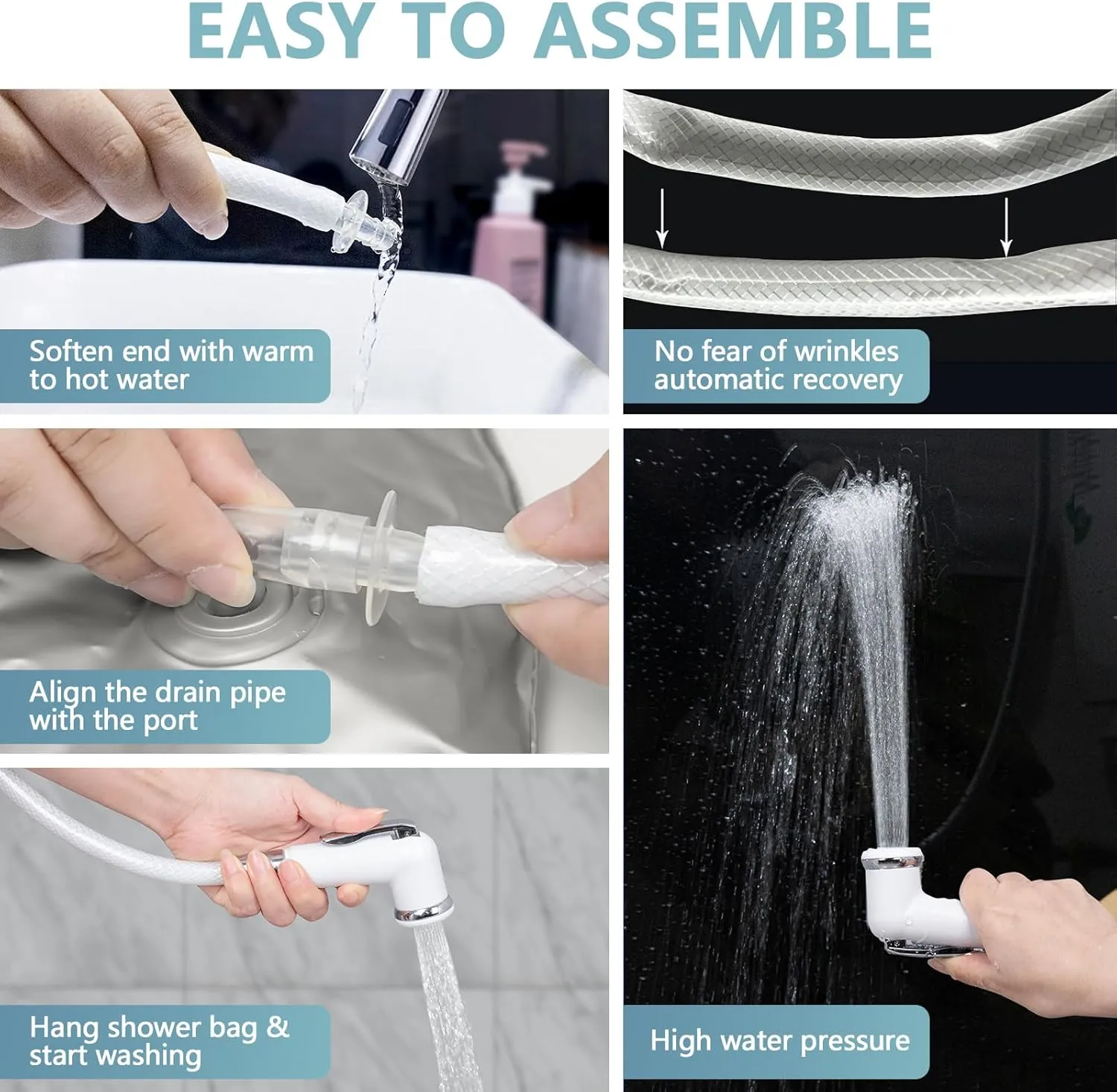 Bedside Shower Water Bag - 2.5 GL Portable Water Shower Bag For Hair Washing In Bed. Use with Inflatable Shampoo Basin, Inflatable Hair Washing Basin, Inflatable Bathtub For Elderly (Grey)