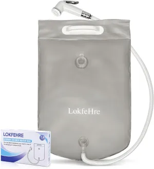 Bedside Shower Water Bag - 2.5 GL Portable Water Shower Bag For Hair Washing In Bed. Use with Inflatable Shampoo Basin, Inflatable Hair Washing Basin, Inflatable Bathtub For Elderly (Grey)