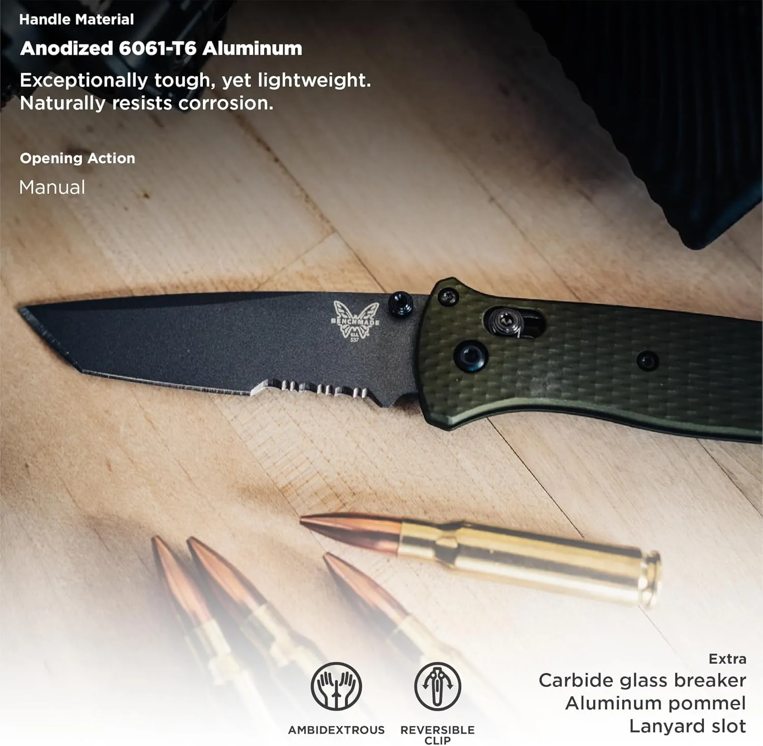 Benchmade - Bailout 537GY EDC Knife with Woodland Green Handle (537SGY-1)