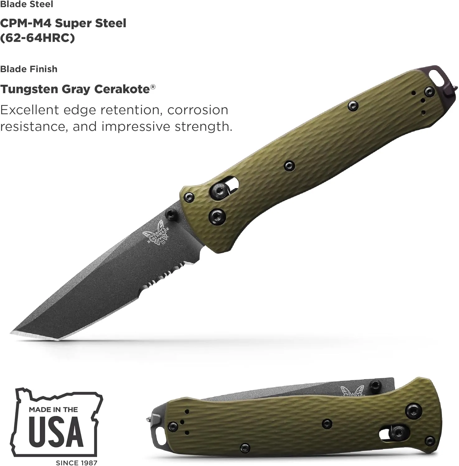 Benchmade - Bailout 537GY EDC Knife with Woodland Green Handle (537SGY-1)