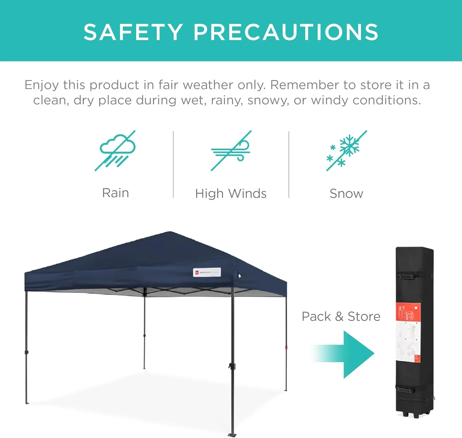 Best Choice Products 10x10ft 1-Person Setup Pop Up Canopy Tent Instant Portable Shelter w/ 1-Button Push, Case, 4 Weight Bags - Blue