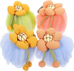 BESTYASH 4Pcs Gentle Exfoliating Foaming Bath Balls Cartoon Cleaning Scrubbers for Adults Loofah Balls and Watermelon for Daily Deep Cleansing