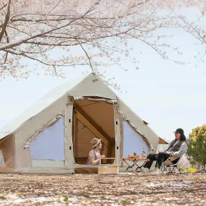 Betterland Inflatable Camping Tent with Pump,Large Waterproof Windproof Outdoor Glamping Tent for 4-6 Person,Oxford 4 Season Cabin Tent with Mesh Windows & Convective Double Doors