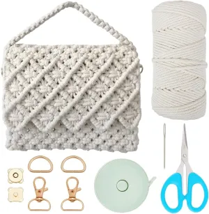 BEUNITONE Macrame Bag DIY Kit for Adults: Boho Shoulder Bag, Market Bag, Trendy Handbag Kit with Video Instructions