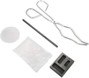 Bewinner Metal Jewelry Casting Kit,5pcs Melting Kit High Purity Graphite Modern Ceramic Processing Technology, Crucible Graphite Rod Graphite Ingot Mold Bag of 30g Borax Crucible