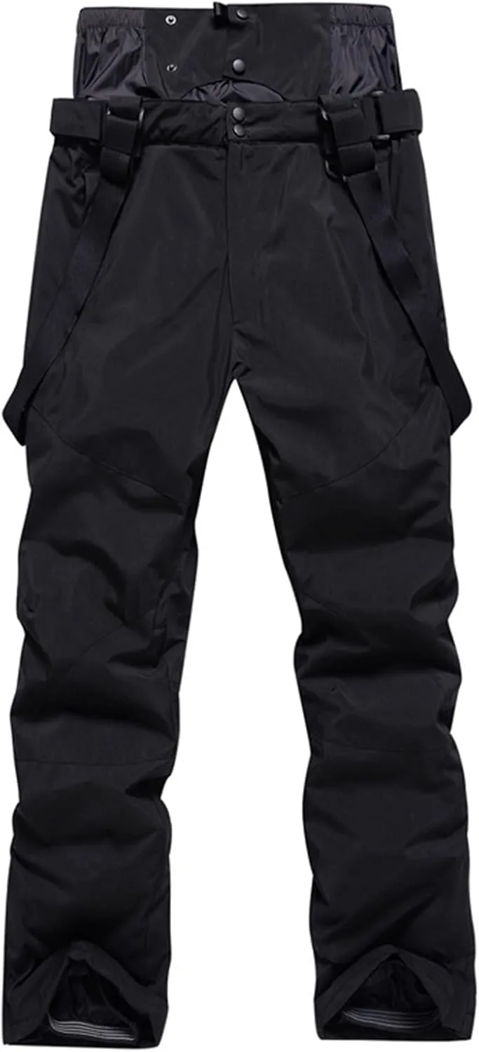 Bib Snow Board Pants for Women Outdoor Windproof Wate-Resistant Insulated Loose Ski Trousers with Suspenders for Snowmobiling