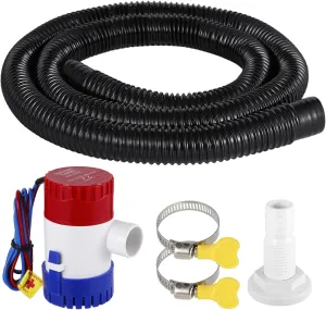 Bilge Pump Kit, 1-1/8 Inch Dia Bilge Pump Installation Kit, Boat Bilge Water Pump, 12V 1100gph Electric Boat Bilge Water Pump, 6 FT Hose, for Boating Aquaculture Industrial Use