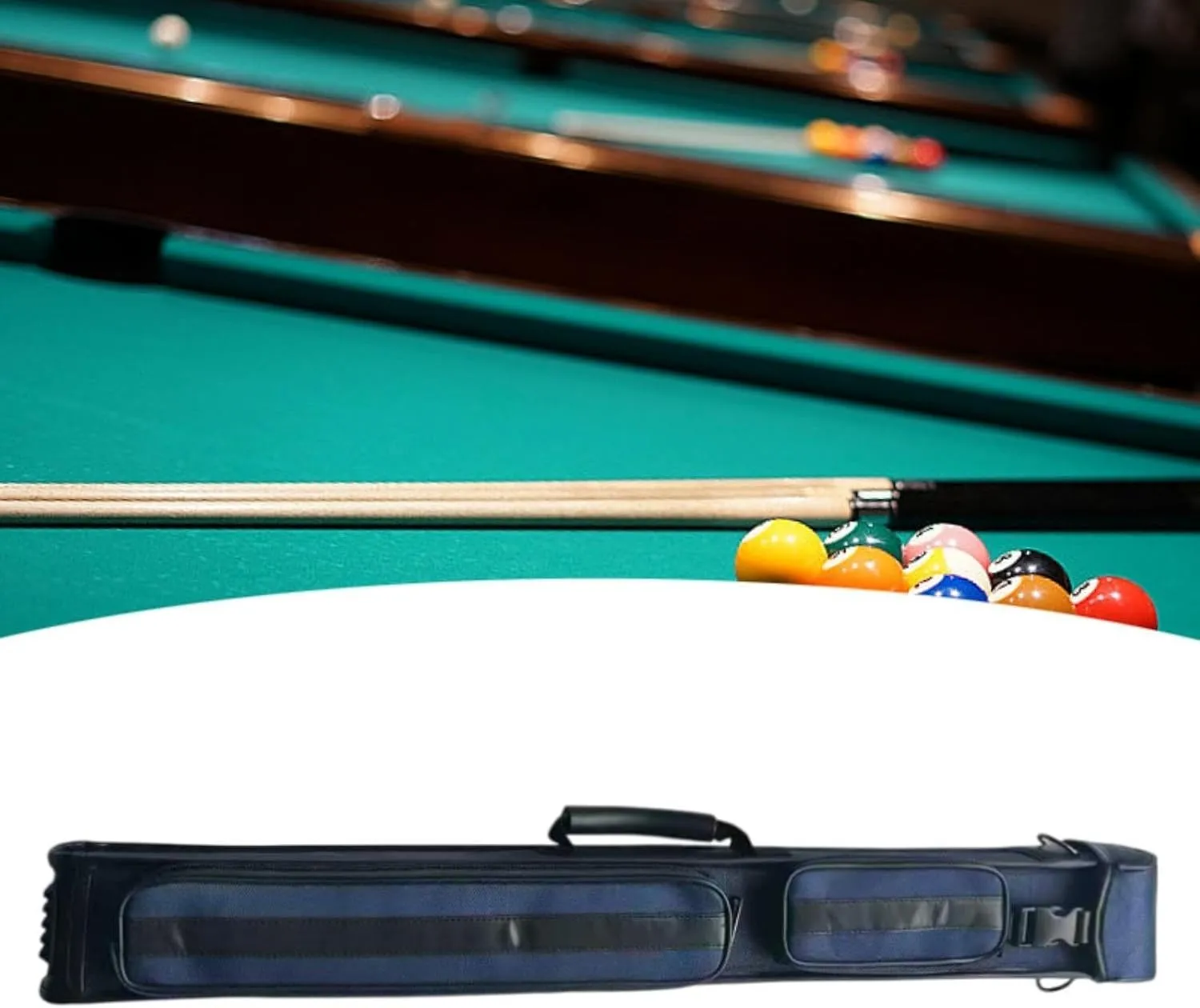 Billiard Cue Case, Pool Cue Bag with Shoulder Strap, Nylon Compact Billiard Pool Cue Stick Carrying Case, Protective Pouch