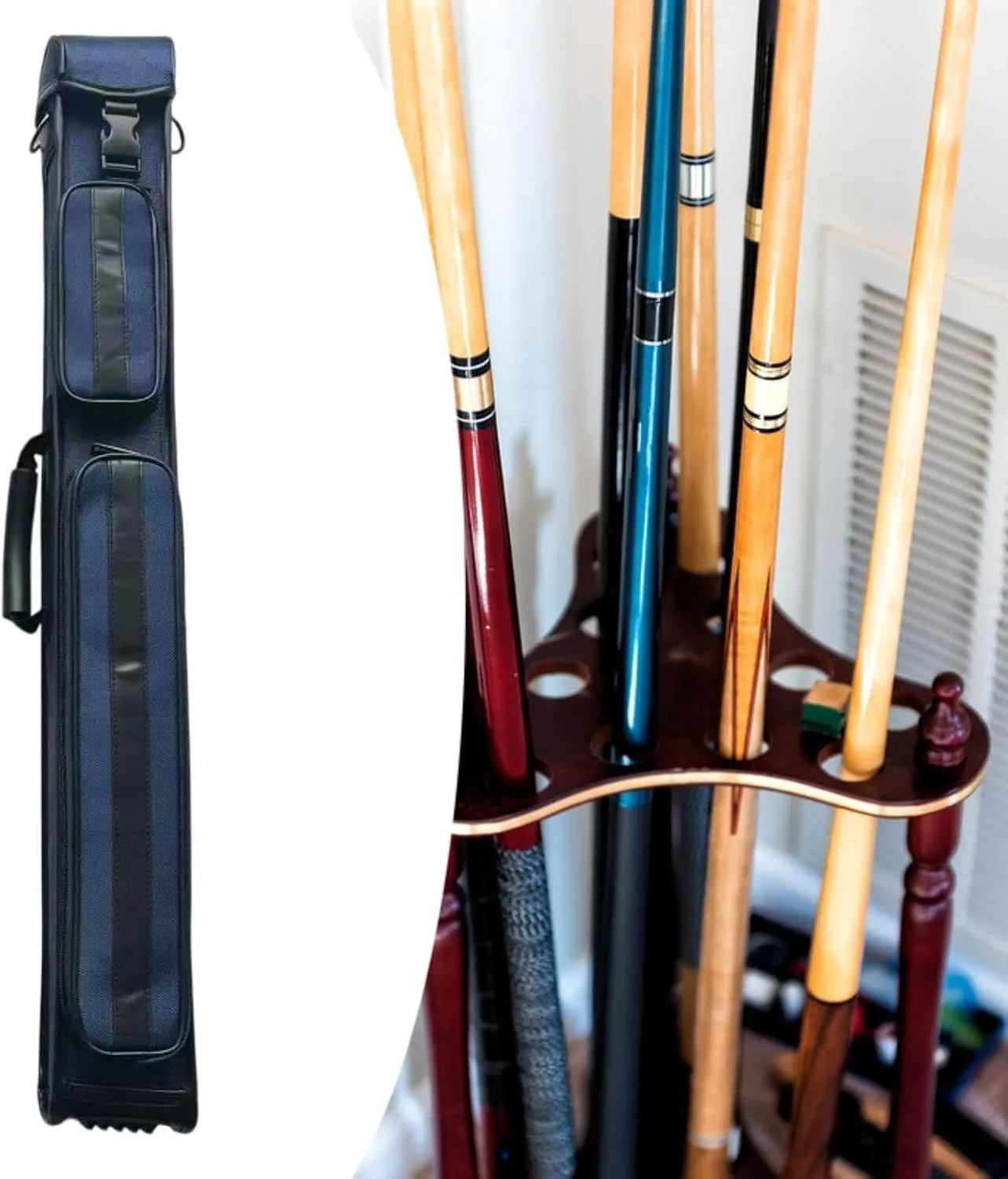 Billiard Cue Case, Pool Cue Bag with Shoulder Strap, Nylon Compact Billiard Pool Cue Stick Carrying Case, Protective Pouch
