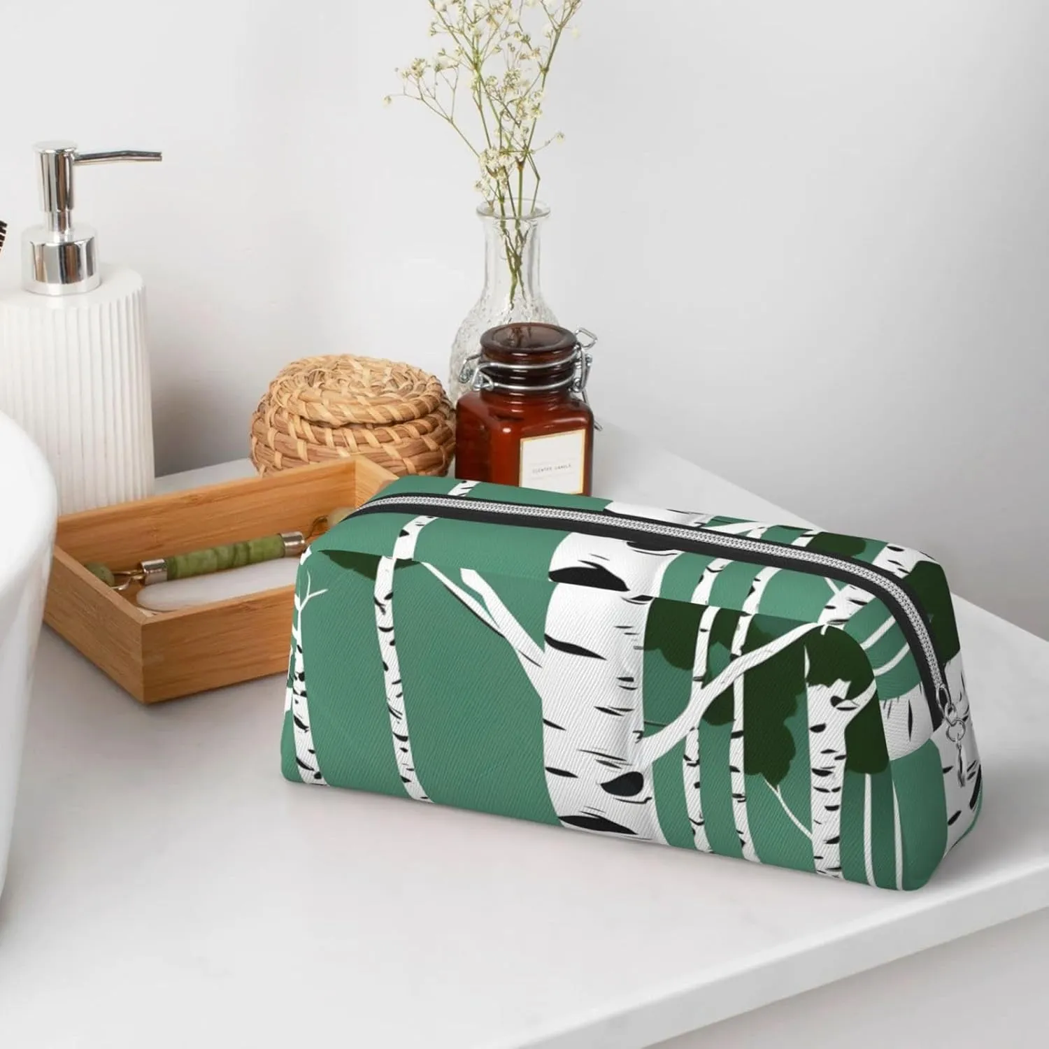 Birch Trees Print Versatile Storage Pouch Makeup Bag Travel Office Small Items Organizer Bag