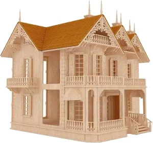 Birds Wood Shack The Victorian Gothic Mansion – Lightweight & Durable Model Kit - Available in 1:24 Scale - Challenging Puzzle Wooden Doll House | Made with Baltic Birch Wood