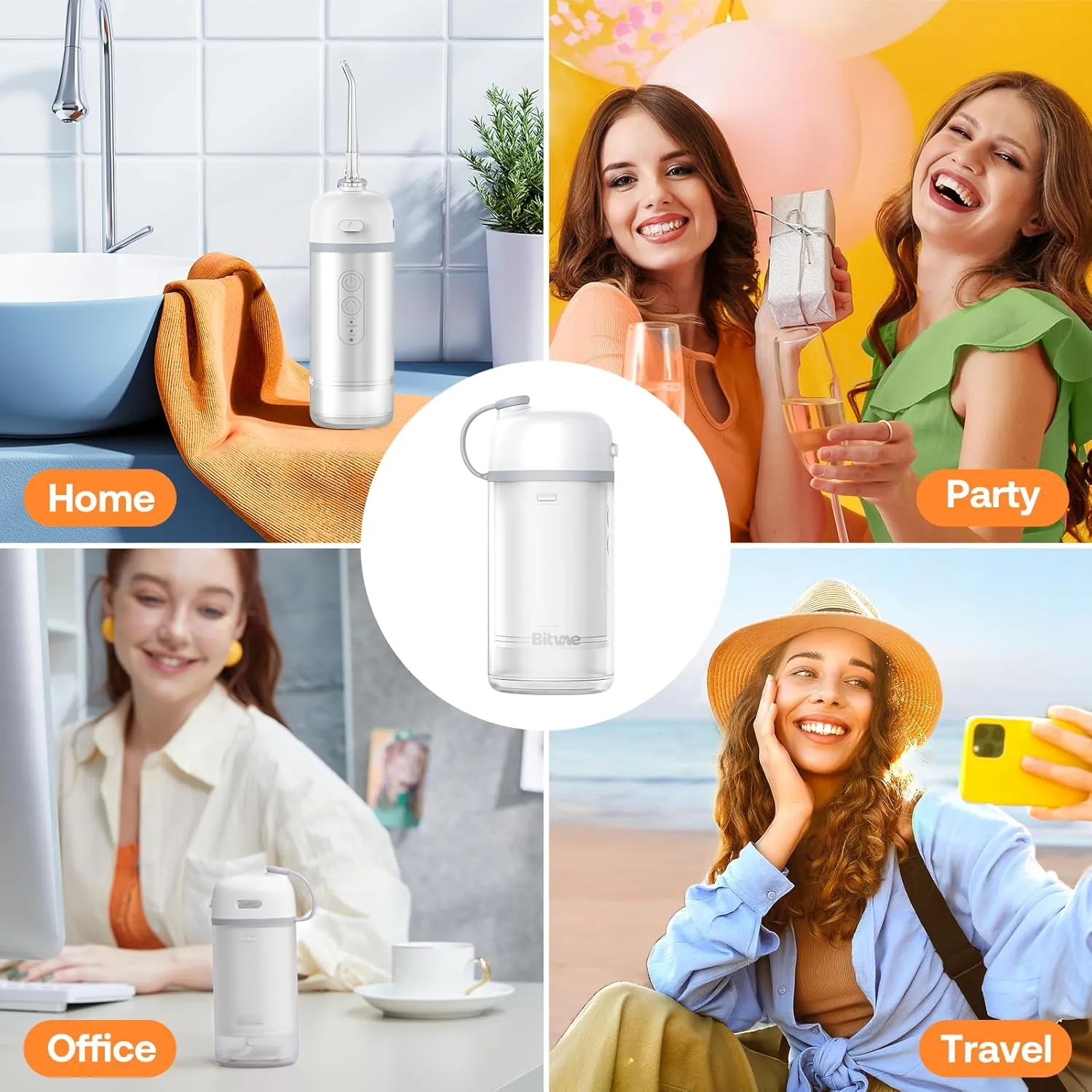 Bitvae P1 Water Flosser for Teeth, Portable Mini Water Flosser Picks, Cordless Water Teeth Cleaner Picks with Telescopic Water Tank, Rechargeable Oral Irrigator for Travel & Home, Frost White