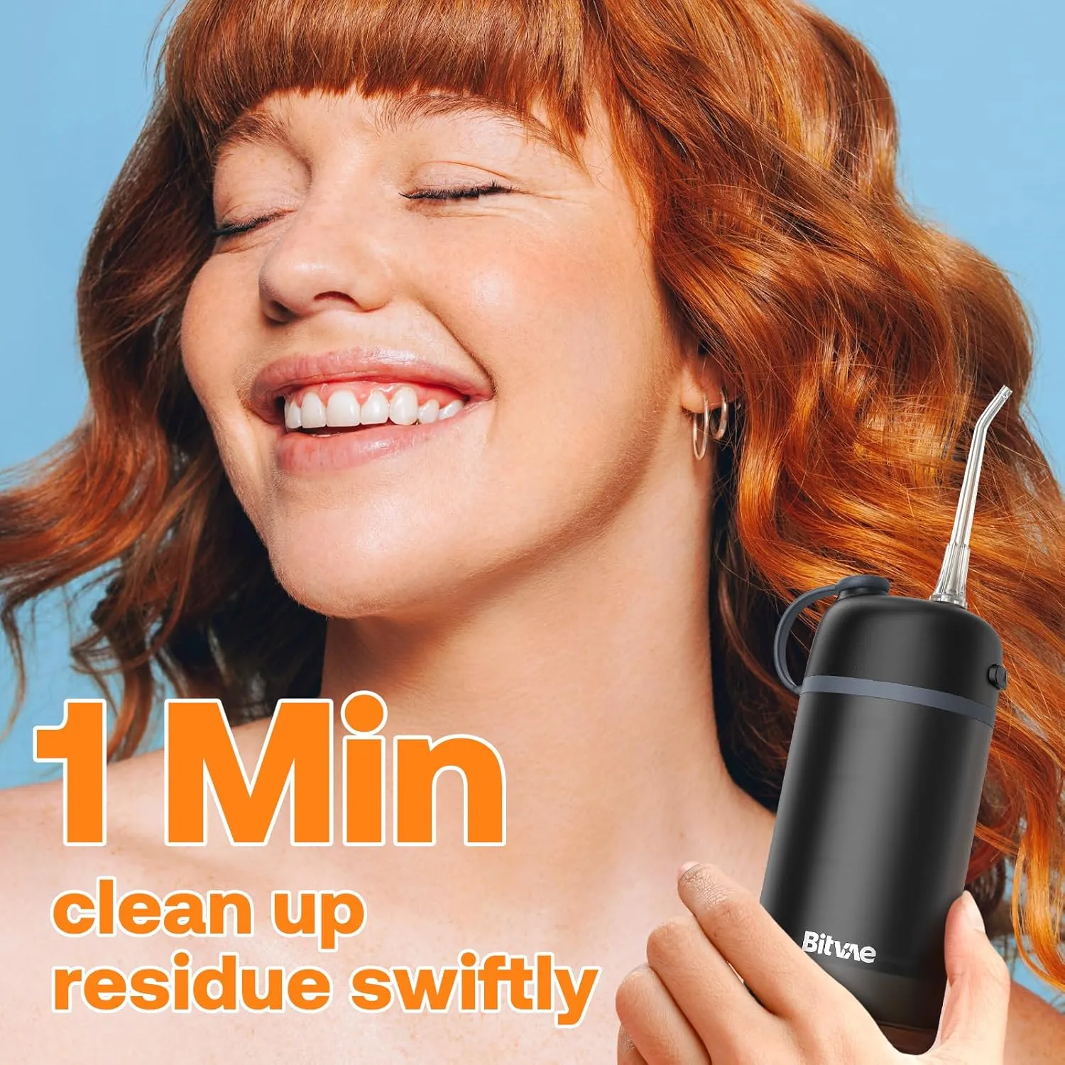Bitvae P1 Water Flosser, Travel Water Flosser Picks, Cordless Mini Water Dental Flosser with Telescopic Water Tank, IPX7 Waterproof Water Flosser for Teeth Picks, Brace & Sensitive Teeth Care, Black