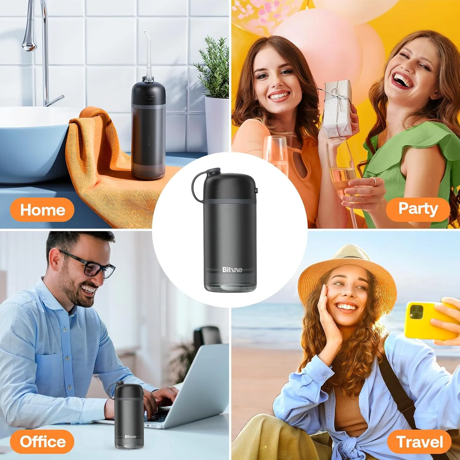 Bitvae P1 Water Flosser, Travel Water Flosser Picks, Cordless Mini Water Dental Flosser with Telescopic Water Tank, IPX7 Waterproof Water Flosser for Teeth Picks, Brace & Sensitive Teeth Care, Black