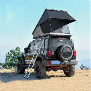 Black Aluminum High-Density Oxford Roof Top Tent for 2-3 Person: Quick Setup   Spacious Storage   Long-Lasting Quality