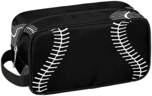 Black Baseball Travel Toiletry Bag for Kids, Waterproof Hanging Wash Bag Dopp Kit for Boys Shaving Bag for Toiletries Accessories