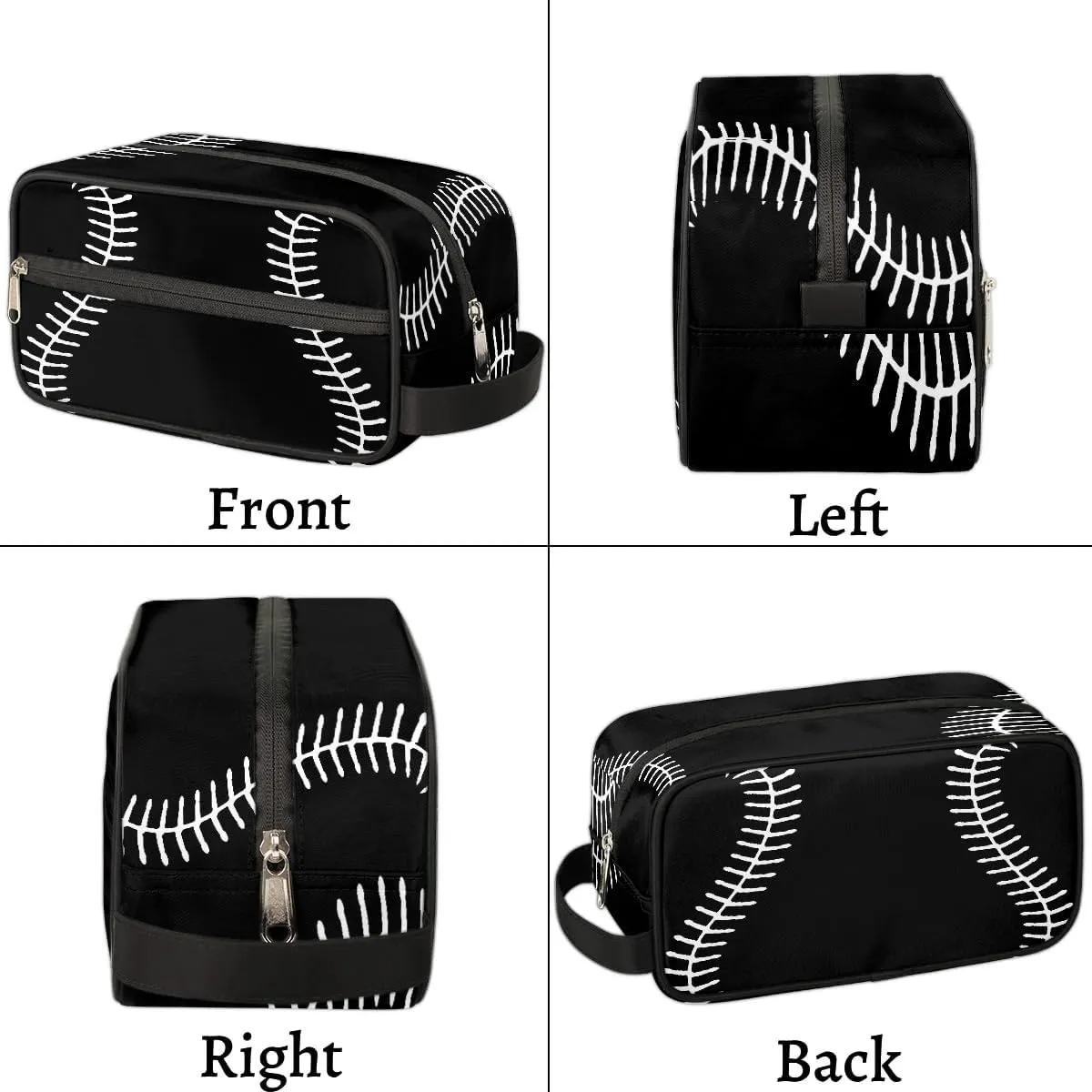 Black Baseball Travel Toiletry Bag for Kids, Waterproof Hanging Wash Bag Dopp Kit for Boys Shaving Bag for Toiletries Accessories