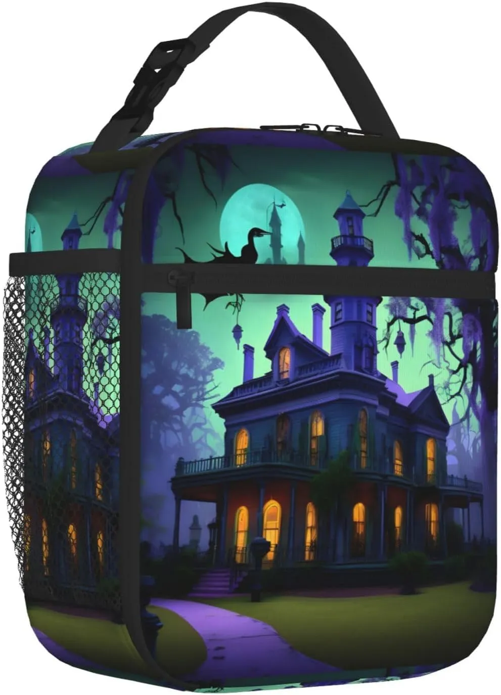 Black Haunted Mansion Lunch Bag For Men Women Insulated Lunchbox Ideal For Work Gym Picnic Days
