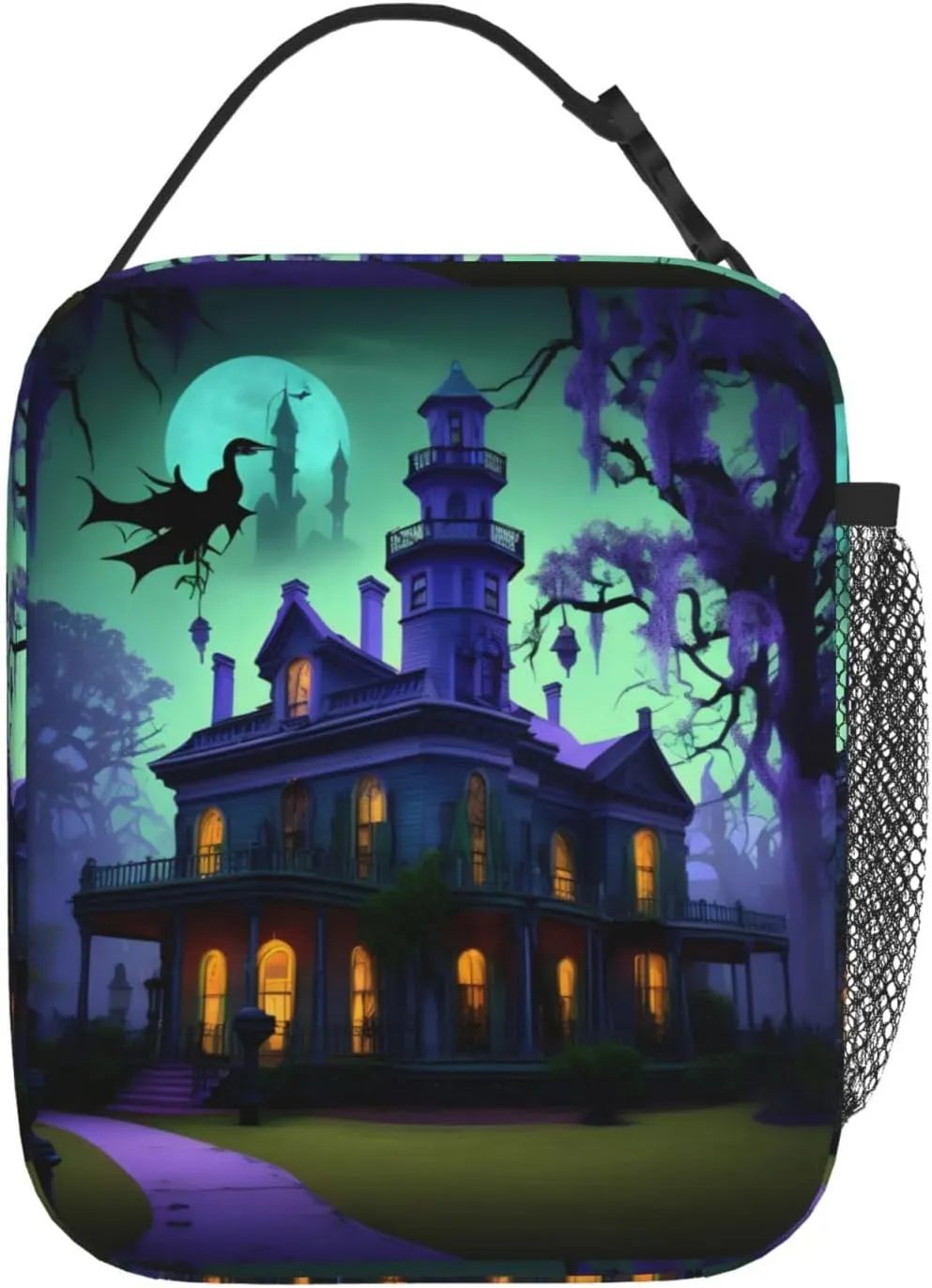Black Haunted Mansion Lunch Bag For Men Women Insulated Lunchbox Ideal For Work Gym Picnic Days