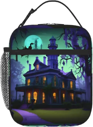 Black Haunted Mansion Lunch Bag For Men Women Insulated Lunchbox Ideal For Work Gym Picnic Days