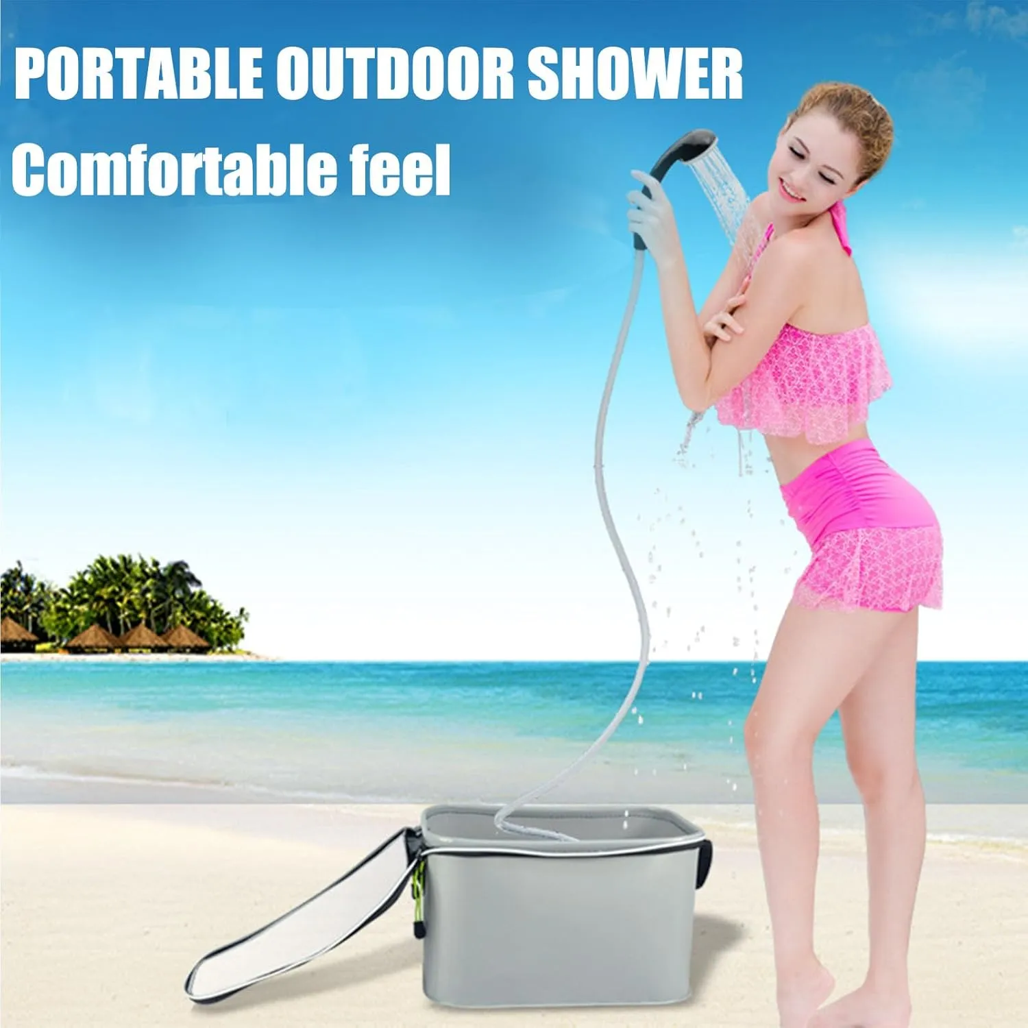 Black,Portable Camping Shower,Equipped with Rechargeable Battery, Water Pump, 1.8m Hose, Simple Design, Suitable for Outdoor Camping, Pet Bathing, Plant Watering