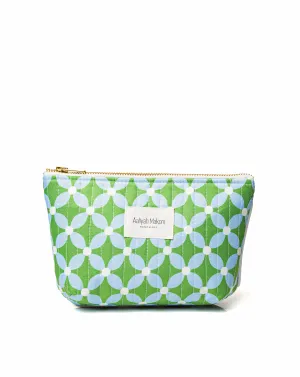 Blue Floral Geometric Makeup Bag