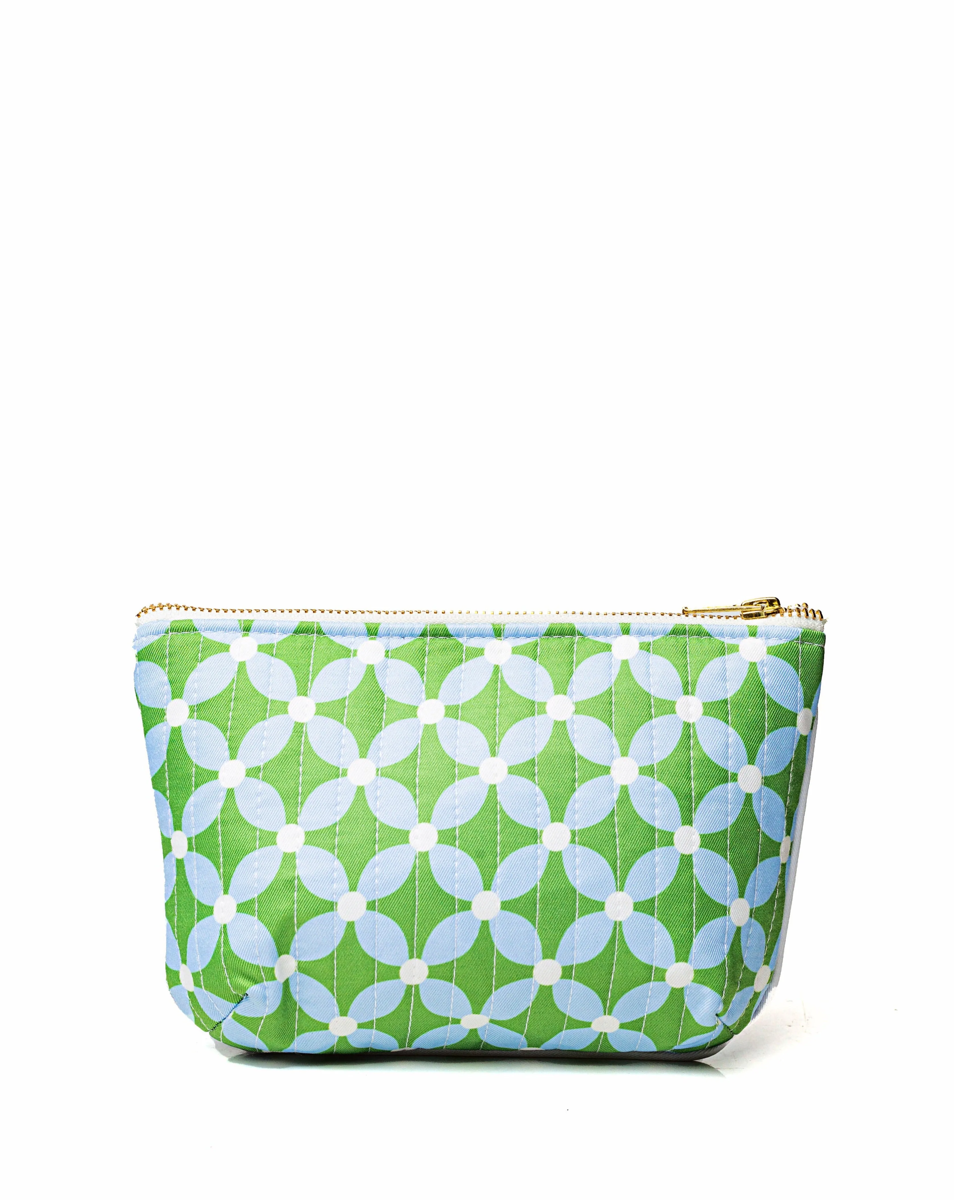 Blue Floral Geometric Makeup Bag