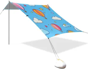 Blue Hot Air Balloon Designed UPF50  Protection Beach Tent Waterproof Shade Sun Shelter with Sand Pockets for Camping, Fishing, Backyard Fun paraguas de Playa