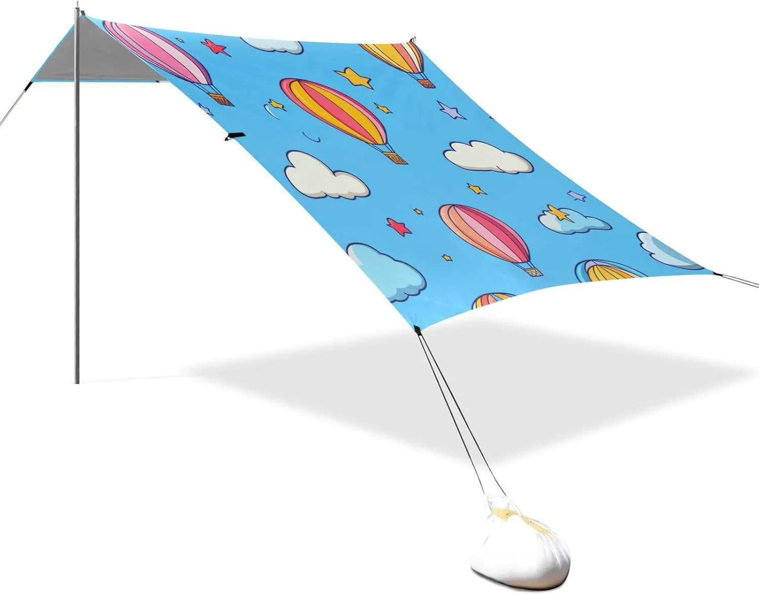 Blue Hot Air Balloon Designed UPF50  Protection Beach Tent Waterproof Shade Sun Shelter with Sand Pockets for Camping, Fishing, Backyard Fun paraguas de Playa