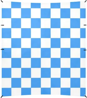 Blue White Plaids Foldable Beach Tent UPF50  Water-Resistant Portable Sun Shelter Includes Sand Shovel, Sandbags, Stability Poles for Camping, Picnics, Backyard