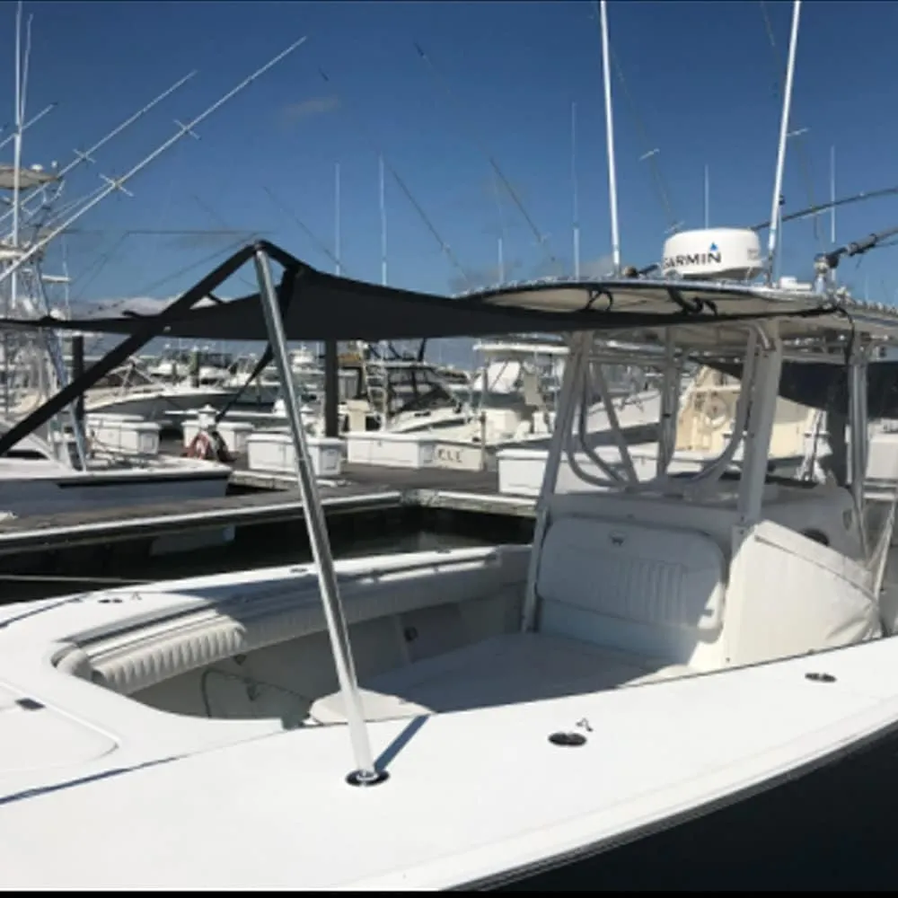 Boat Sun Shade Kit Boat Canopy, T-Top Boat Cover with Stainless Steel Telescopic Rod Foldable, High-Tech Polyester Fiber, Anti-Ultraviolet Dark Blue