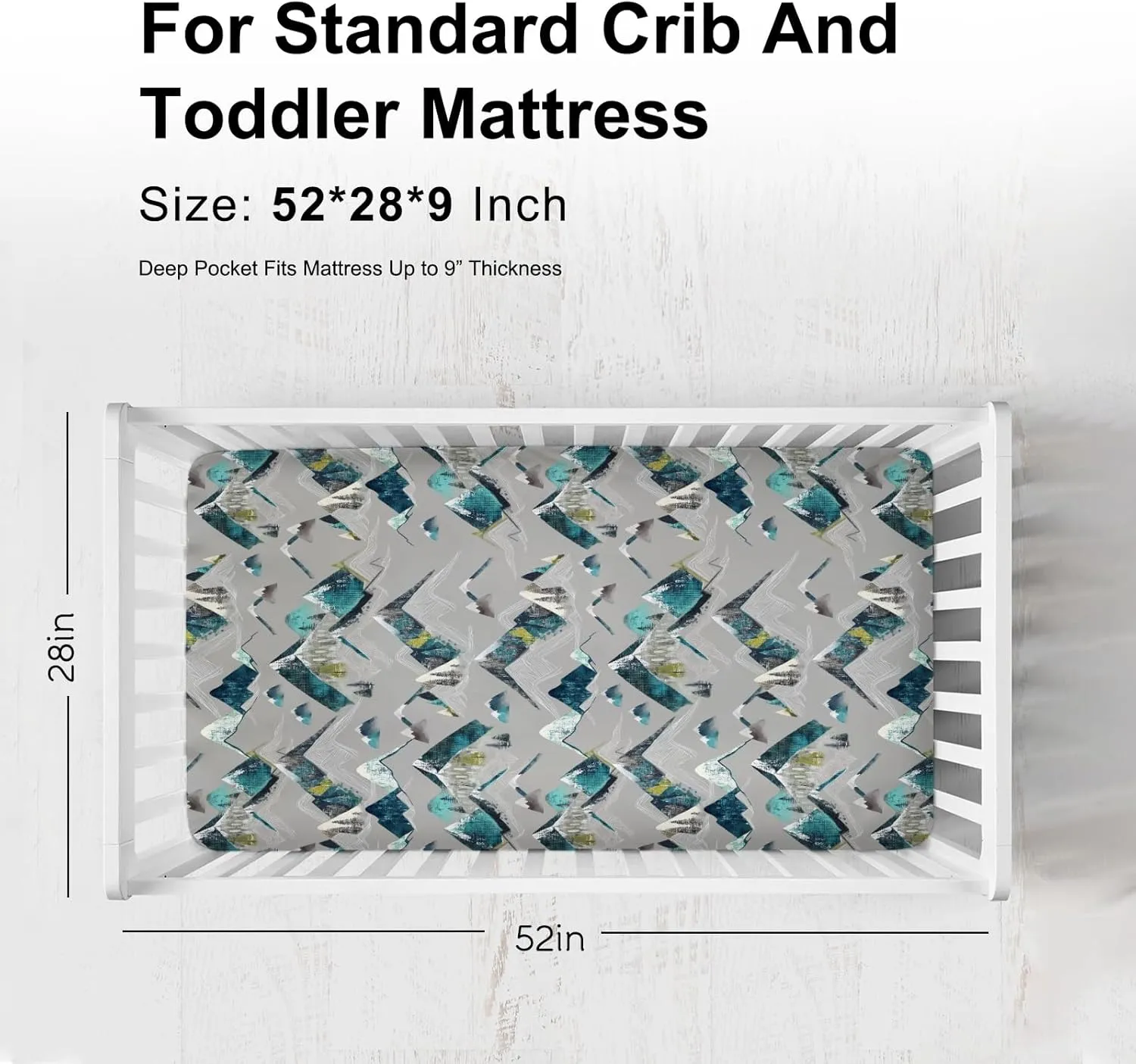 Boho Mountains Baby Crib Sheets for Boy Girl 52"x28" Mountain Range Hiking Wild Crib Mattress Covers Soft Breathable Mountain Adventure Camping Baby Sheets for Standard Crib and Toddler Bed Mattress