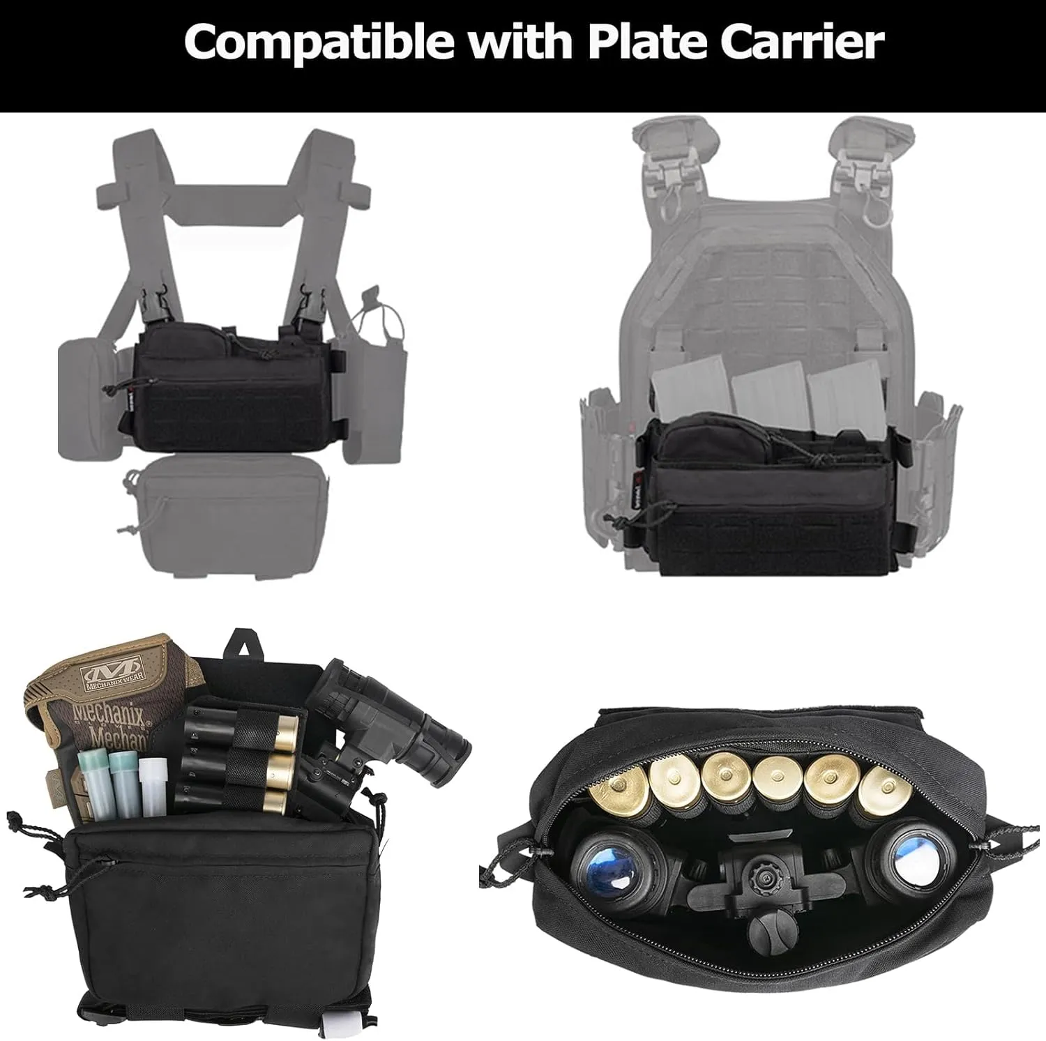 BOMTURN Chest Rig Tactical Chest Rig 1000D Molle Micro Chest Rigs Adjustable Detachable Modular Vest with Mag Pouch