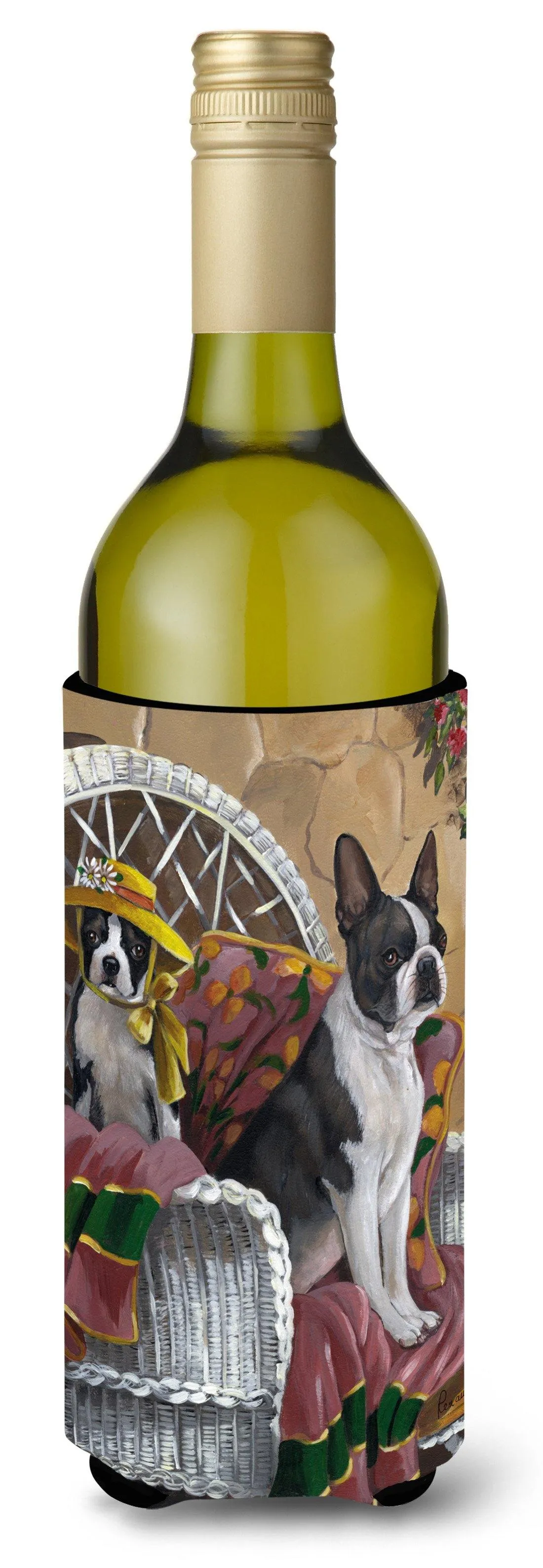 Boston Terrier Patio Gems Wine Bottle Hugger PPP3036LITERK