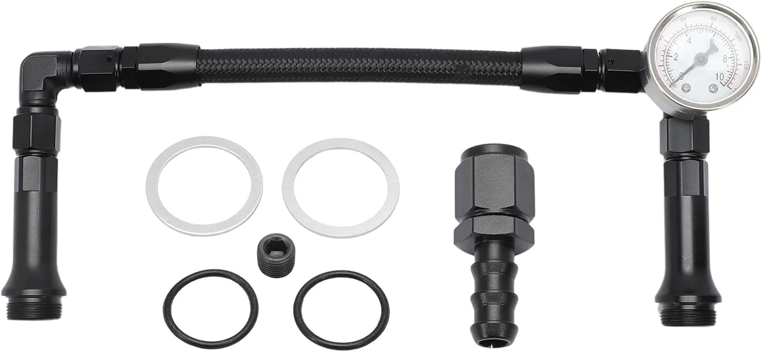 Braided AN6 Dual Feed Carb Fuel Line Double Pump for Holley 4150 Carburetor with Vacuum Pressure Gauge