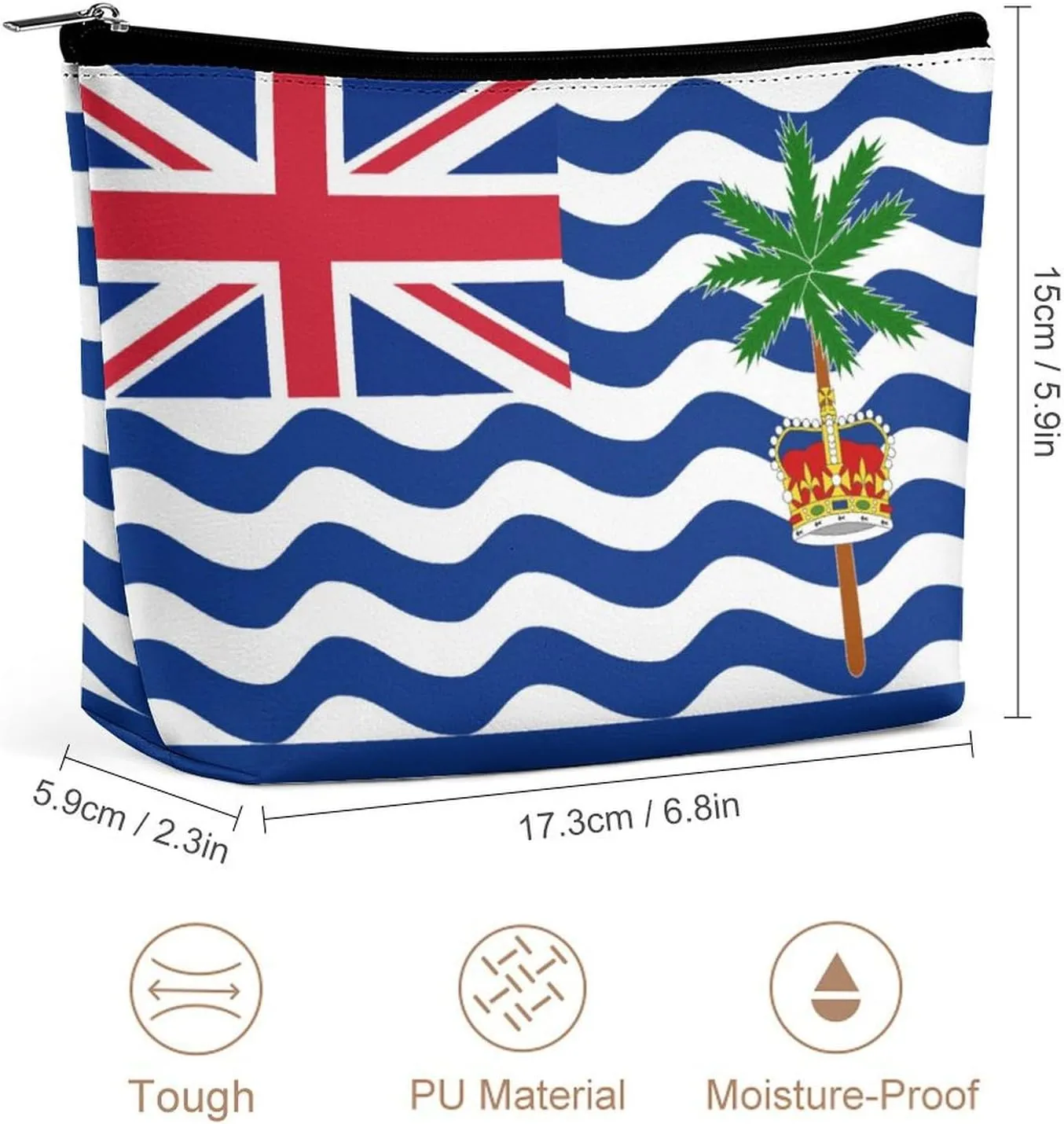 British Indian Ocean Territory Flag Makeup Bag for Purse Travel Cosmetic Organizer for Women Girls