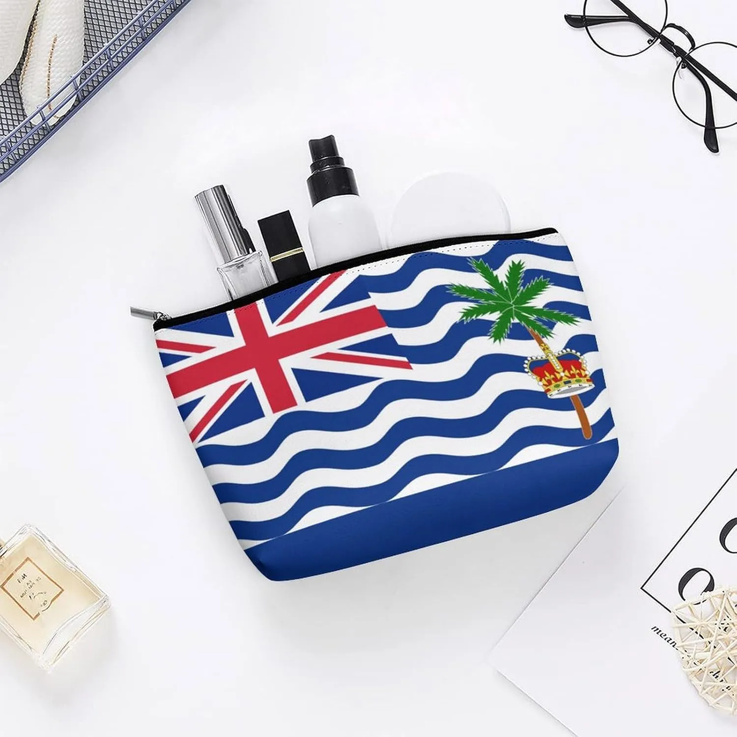 British Indian Ocean Territory Flag Makeup Bag for Purse Travel Cosmetic Organizer for Women Girls