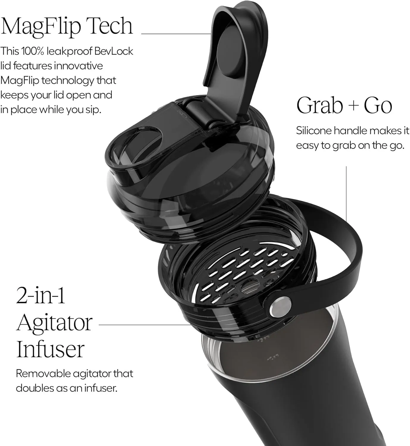 BrüMate MultiShaker Blender Shaker Bottle | 100% Leakproof Insulated Stainless Steel Pre Workout & Protein Shaker Bottle for the Gym | 26oz (Dark Aura)