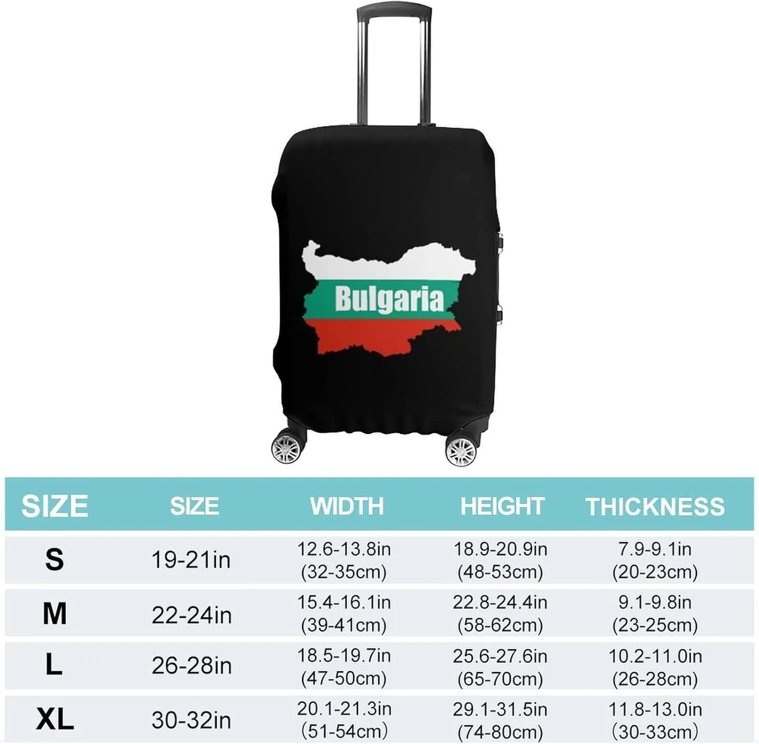Bulgaria Map Flag Luggage Protector Suitcase Cover Anti-Scratch Washable Fit 18-32 Inch Travel Luggage