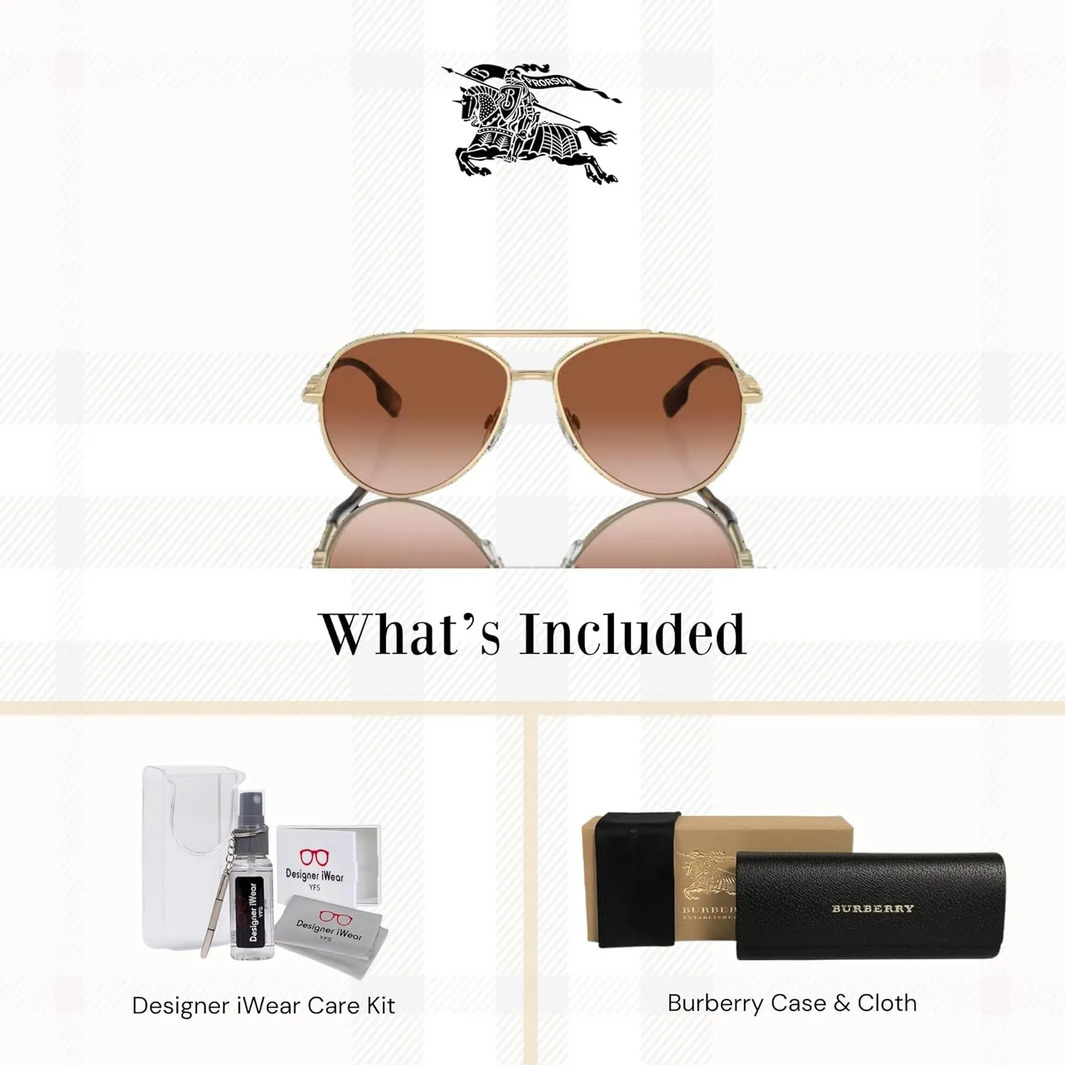 BURBERRY BE3147 Aviator Sunglasses for Women   BUNDLE With Designer iWear Complimentary Eyewear Kit
