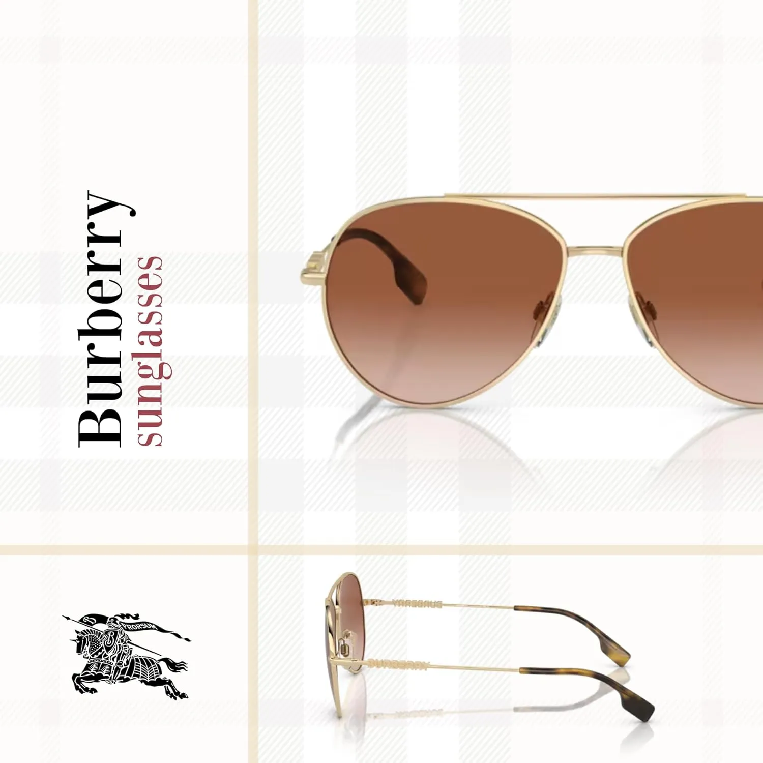 BURBERRY BE3147 Aviator Sunglasses for Women   BUNDLE With Designer iWear Complimentary Eyewear Kit