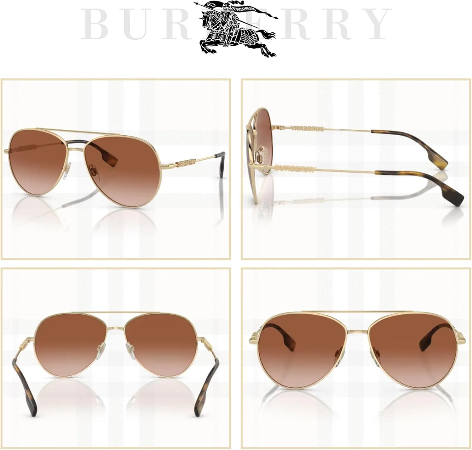 BURBERRY BE3147 Aviator Sunglasses for Women   BUNDLE With Designer iWear Complimentary Eyewear Kit