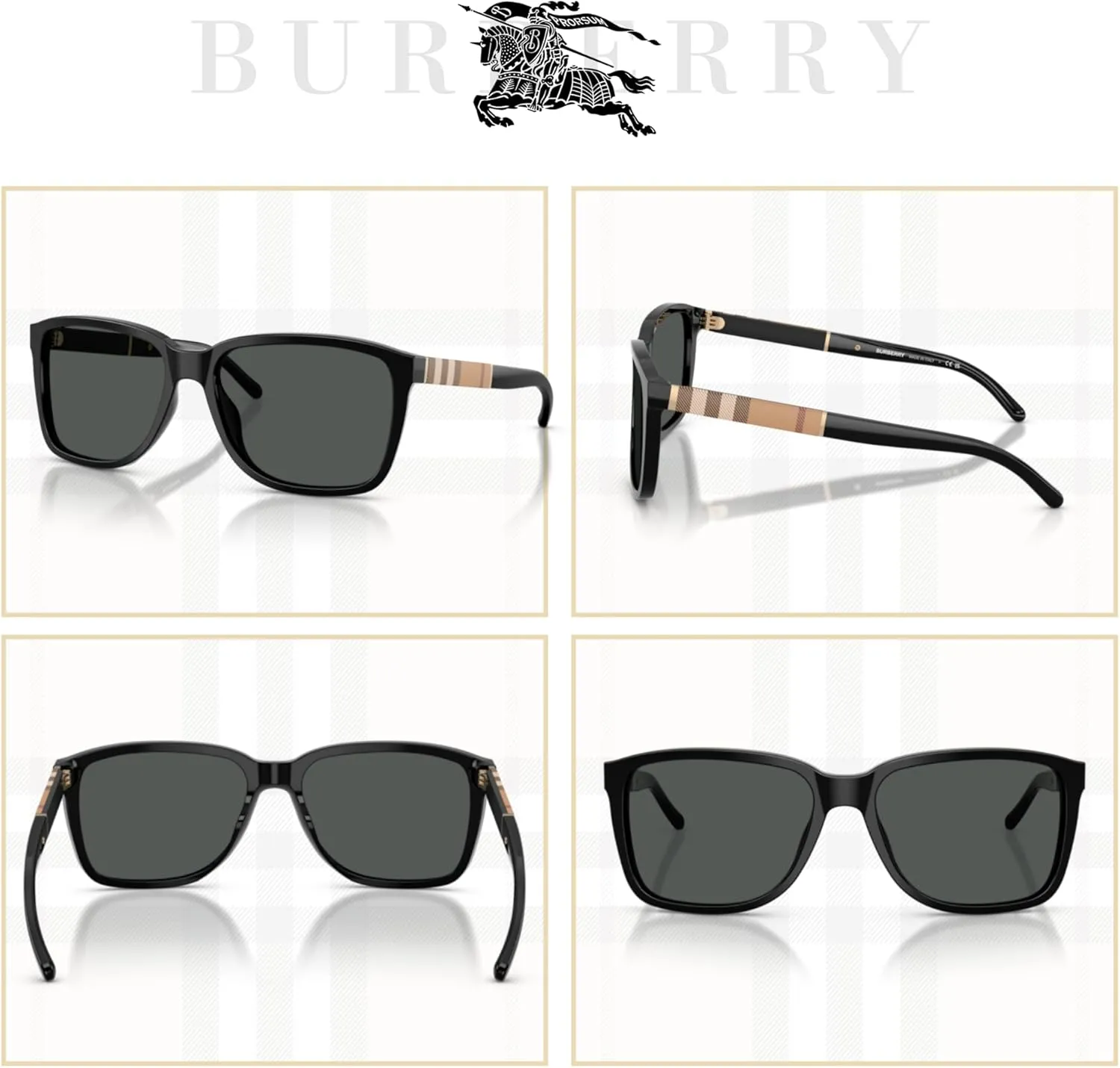 BURBERRY BE4181 Square Sunglasses For Men   BUNDLE with Designer iWear Eyewear Kit