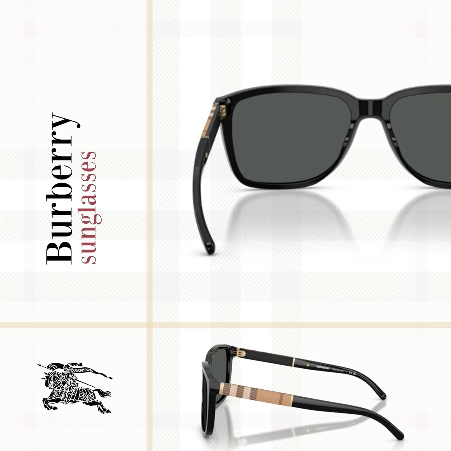 BURBERRY BE4181 Square Sunglasses For Men   BUNDLE with Designer iWear Eyewear Kit