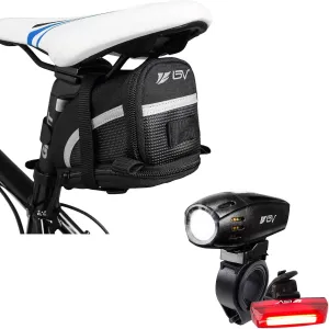 BV Large Bike Saddle Bag and Rechargeable Bike Light